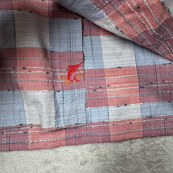 Tommy Bahama Men’s Silk Cotton Blend Plaid Button Down Textured Red Shirt XXL - Picture 7 of 16